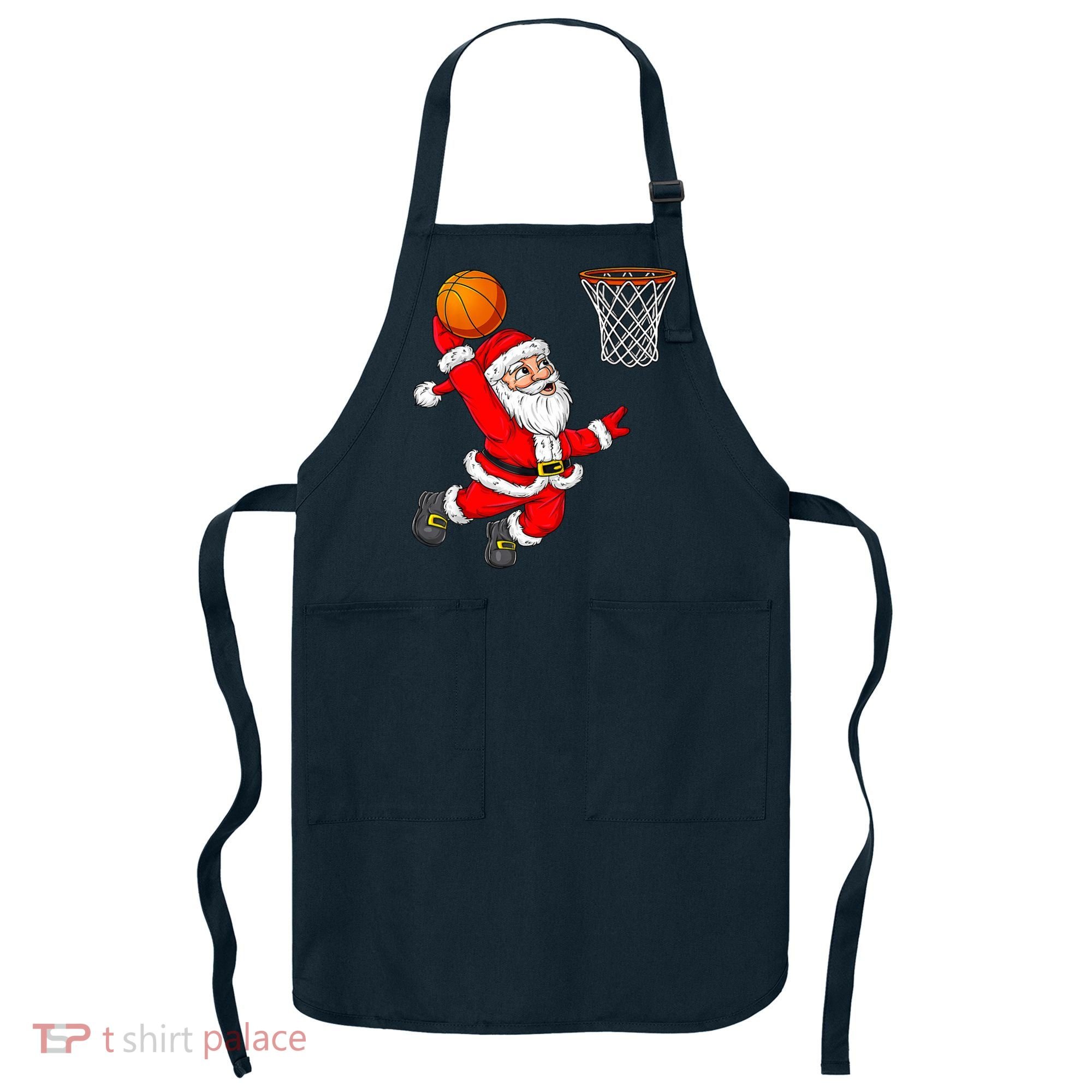 Christmas Santa Claus Dunking A Basketball Funny Xmas Apron