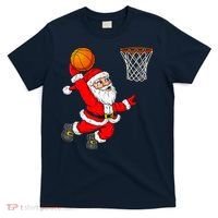 Christmas Santa Claus Dunking A Basketball Funny Xmas T-Shirt thumb 0