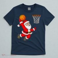 Christmas Santa Claus Dunking A Basketball Funny Xmas T-Shirt thumb 5