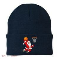 Christmas Santa Claus Dunking A Basketball Funny Xmas Beanie thumb 0