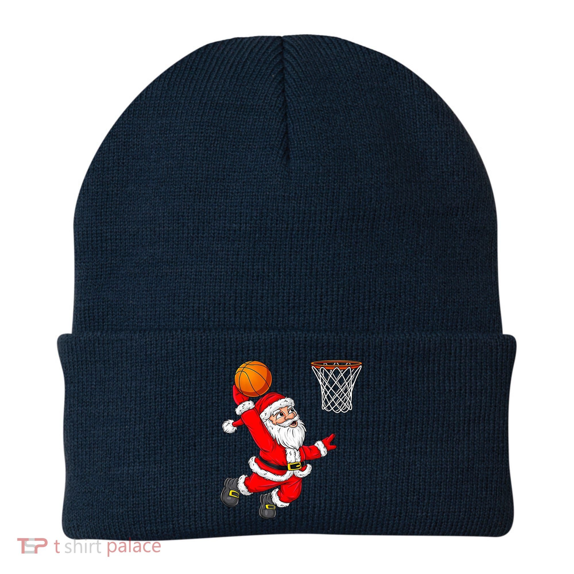 Christmas Santa Claus Dunking A Basketball Funny Xmas Beanie