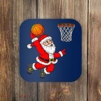 Christmas Santa Claus Dunking A Basketball Funny Xmas Coaster thumb 0