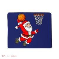 Christmas Santa Claus Dunking A Basketball Funny Xmas Mousepad thumb 0