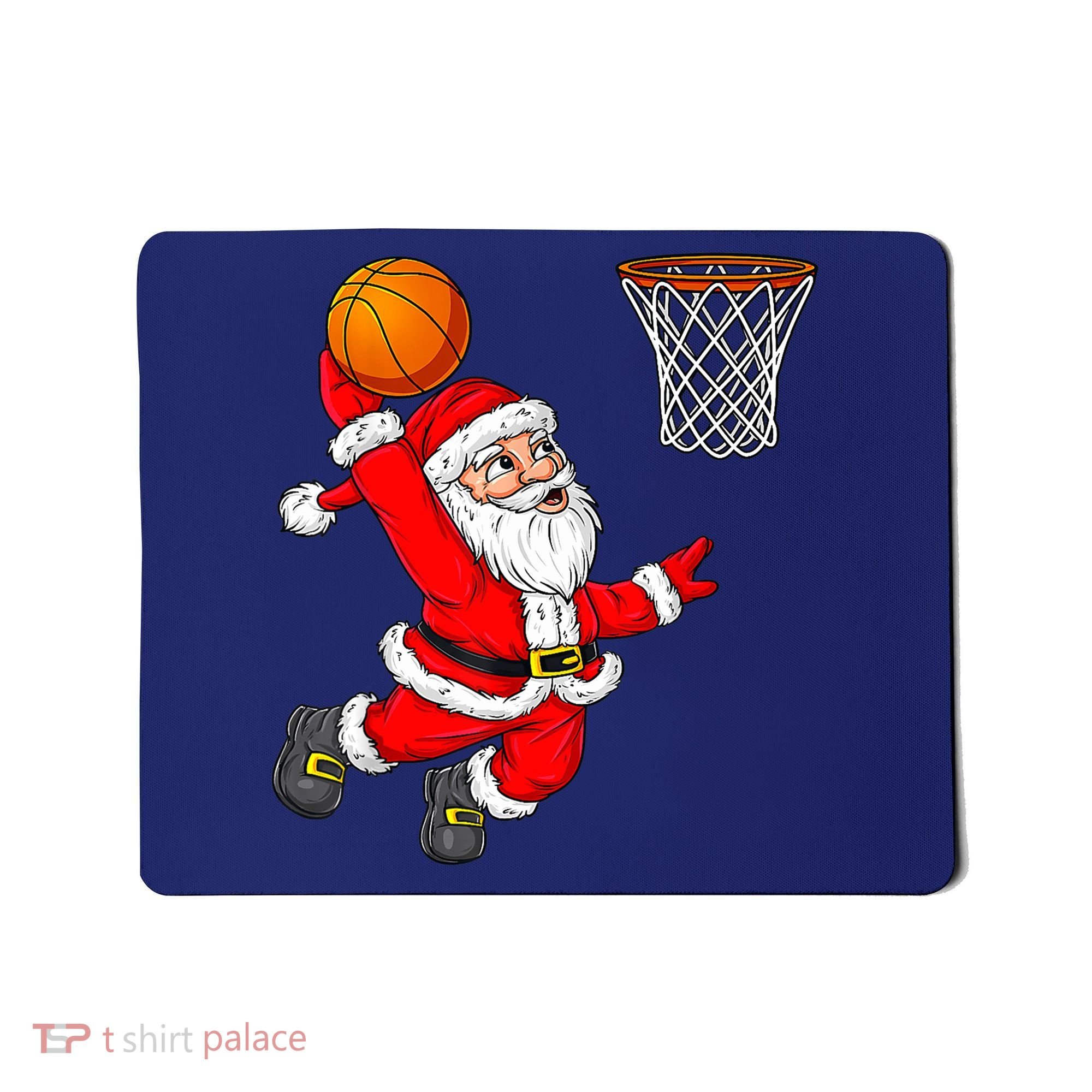 Christmas Santa Claus Dunking A Basketball Funny Xmas Mousepad