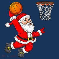 Christmas Santa Claus Dunking A Basketball Funny Xmas Mousepad thumb 1