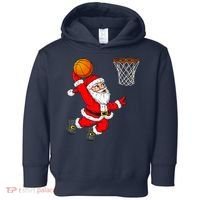 Christmas Santa Claus Dunking A Basketball Funny Xmas Toddler Hoodie thumb 0