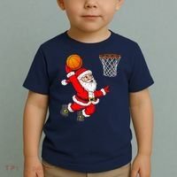 Christmas Santa Claus Dunking A Basketball Funny Xmas Toddler T-Shirt thumb 2