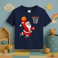 Christmas Santa Claus Dunking A Basketball Funny Xmas Toddler T-Shirt thumb 3