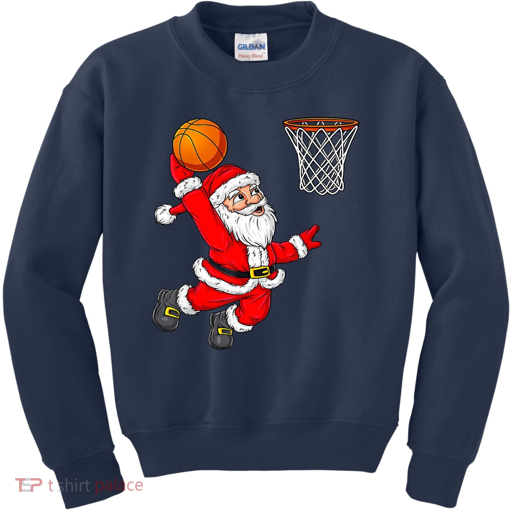 Christmas Santa Claus Dunking A Basketball Funny Xmas Kids Sweatshirt