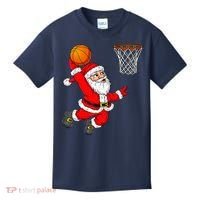 Christmas Santa Claus Dunking A Basketball Funny Xmas Kids T-Shirt thumb 0