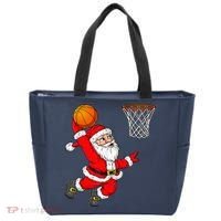 Christmas Santa Claus Dunking A Basketball Funny Xmas Tote Bag thumb 0