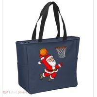 Christmas Santa Claus Dunking A Basketball Funny Xmas Tote Bag thumb 2