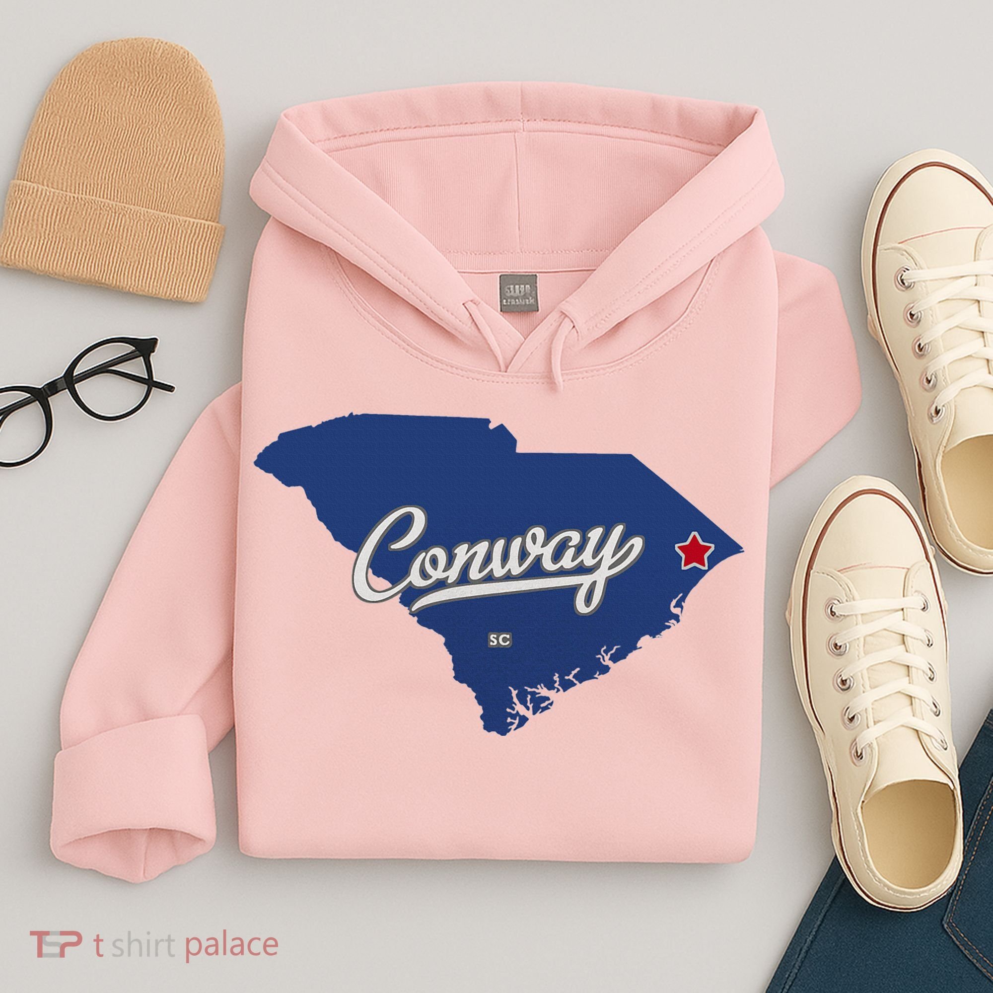 Conway South Carolina Sc Map Hoodie