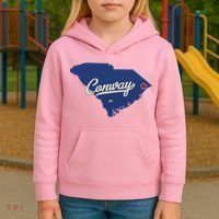 Conway South Carolina Sc Map Kids Hoodie thumb 3