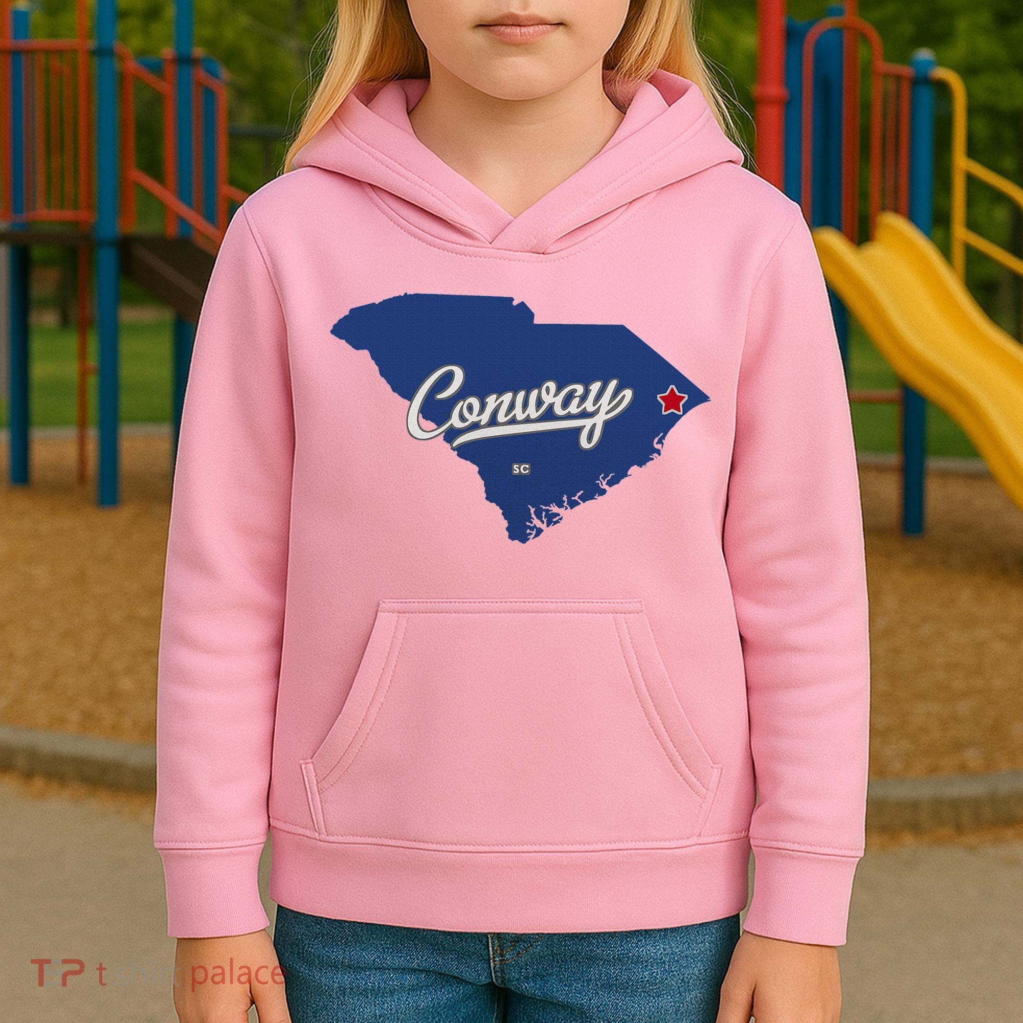 Conway South Carolina Sc Map Kids Hoodie