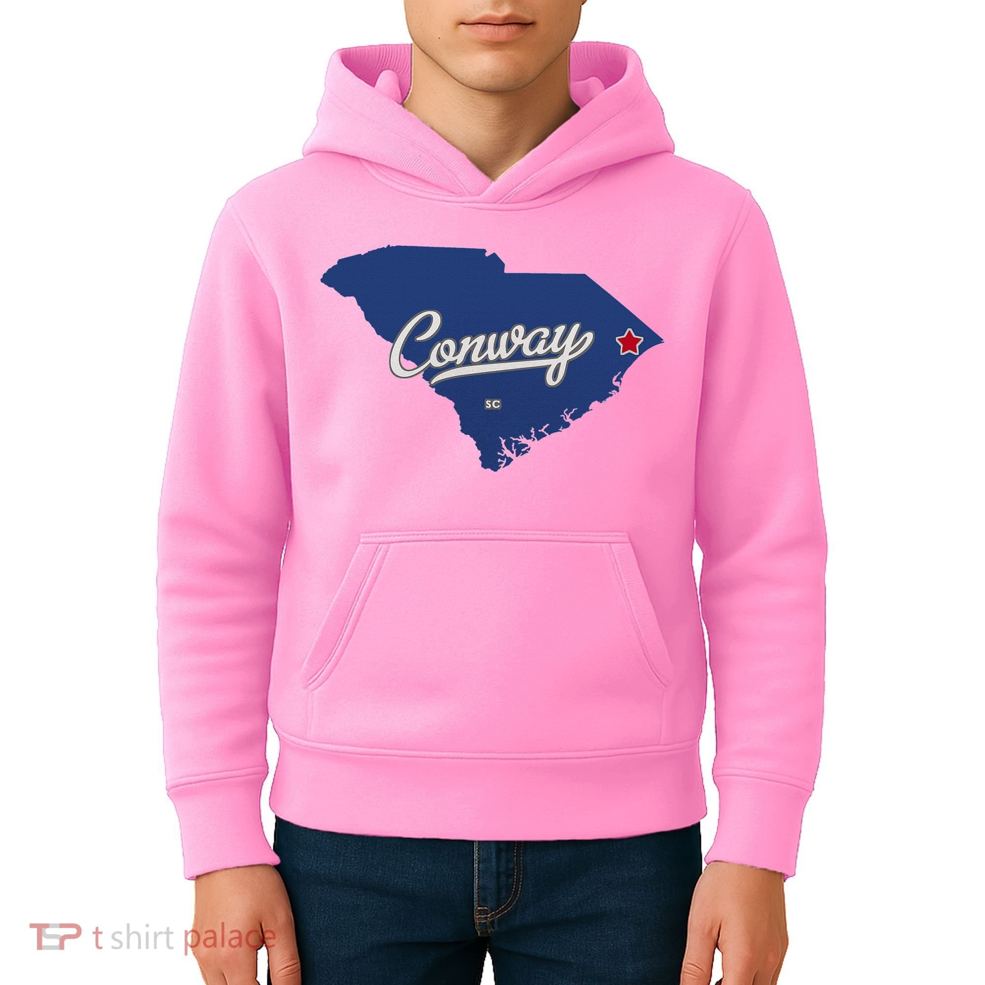 Conway South Carolina Sc Map Kids Hoodie