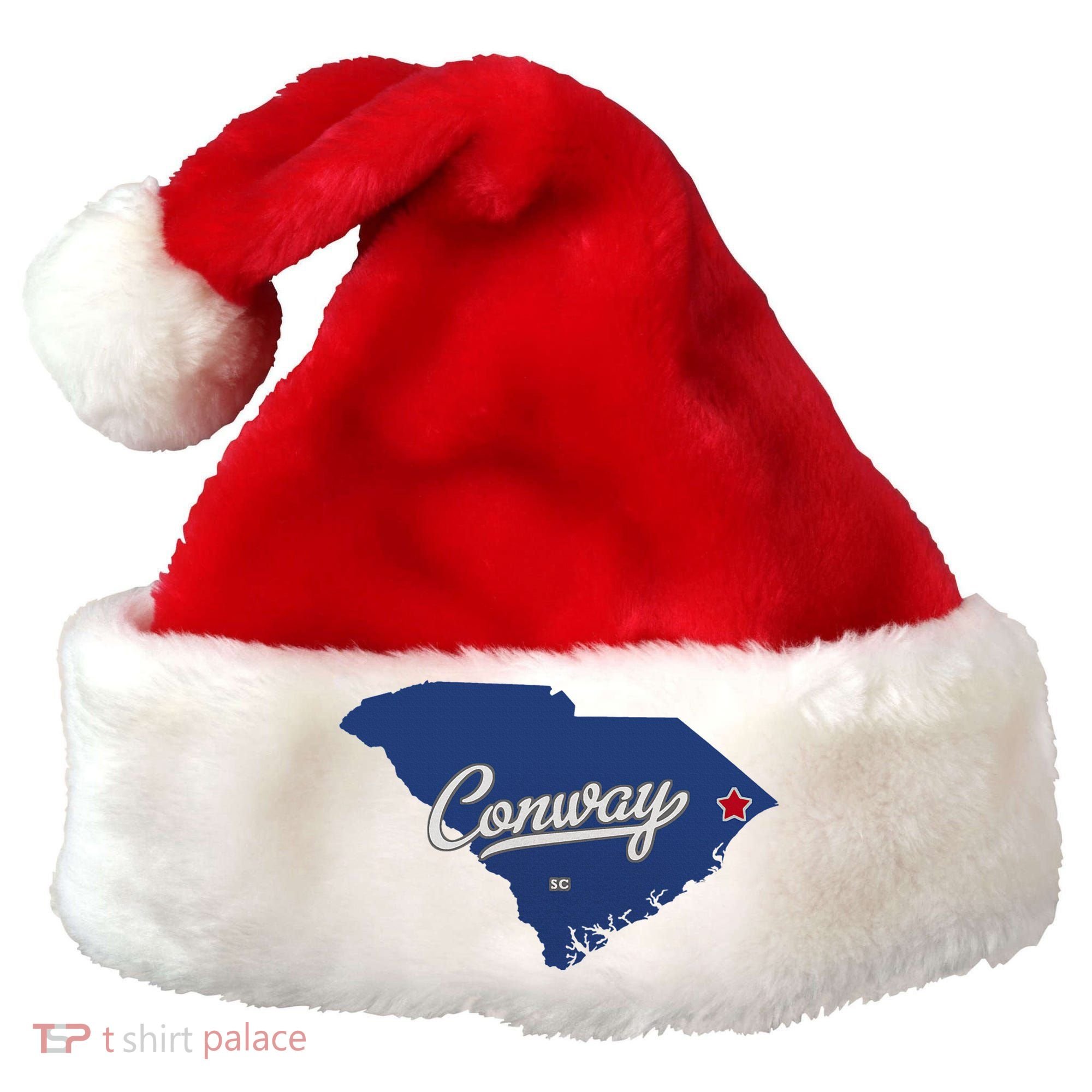 Conway South Carolina Sc Map Santa Hat