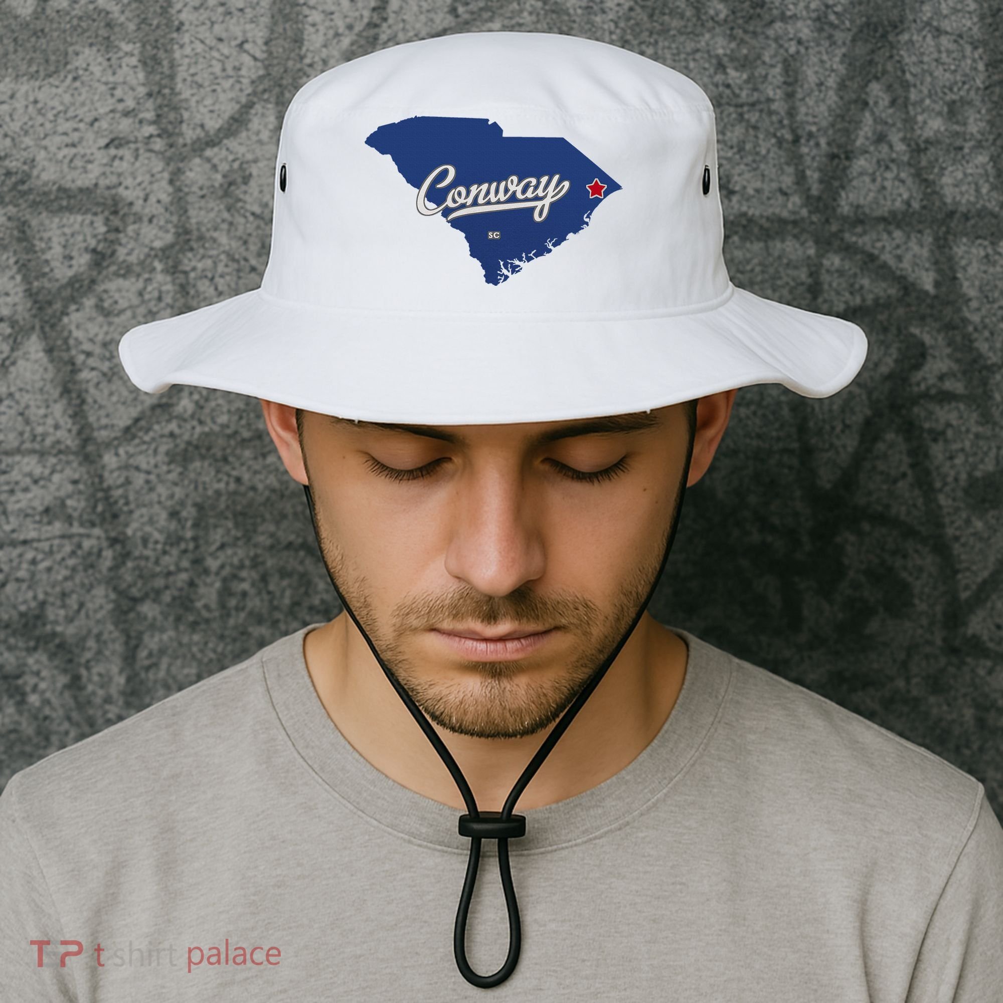 Conway South Carolina Sc Map Bucket Hat