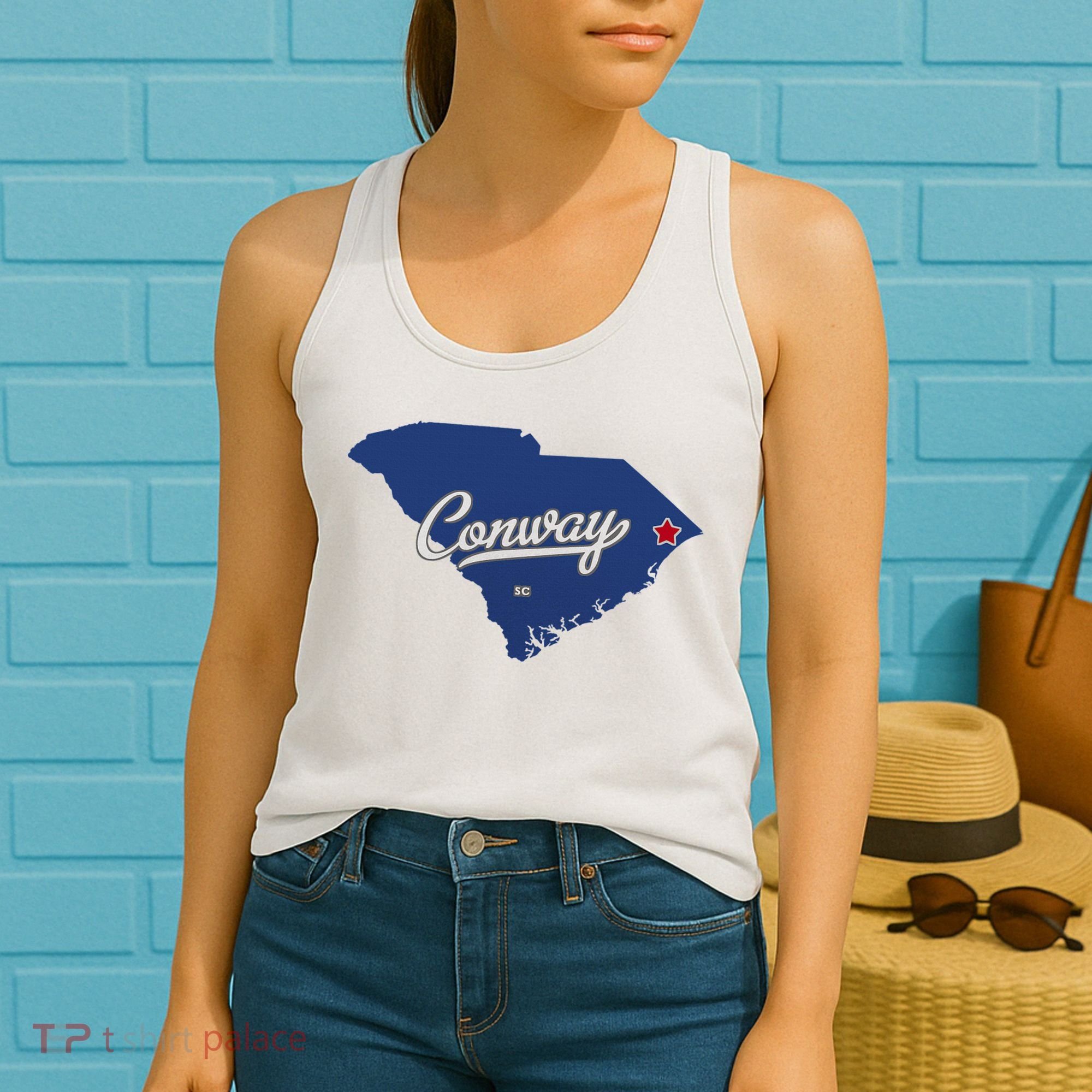 Conway South Carolina Sc Map Women's Tank Top