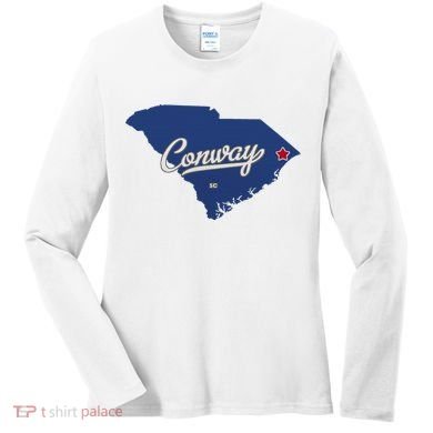 Conway South Carolina Sc Map Women's Long Sleeve Shirt