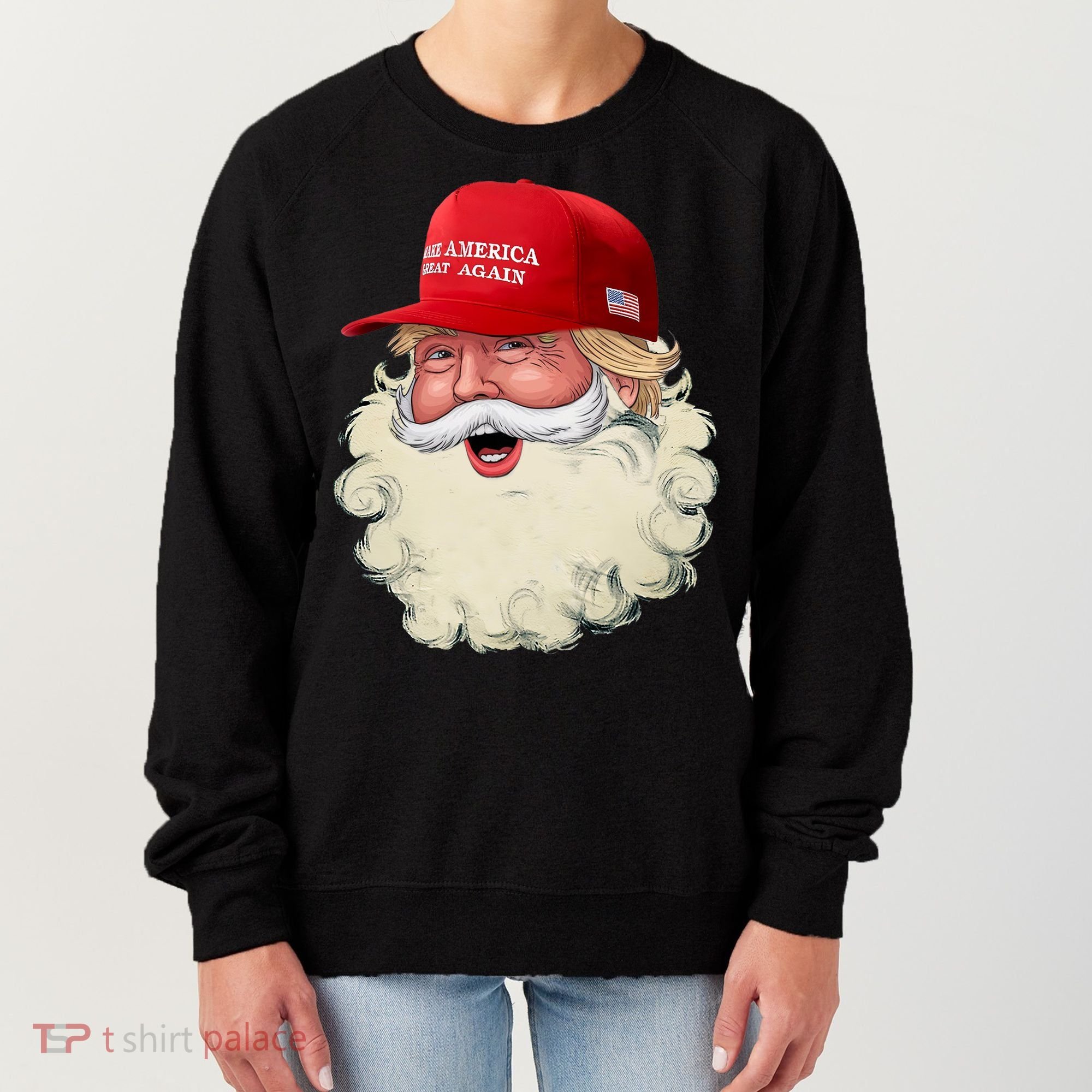 Christmas Santa Claus Donald Trump Make America Great Again Women's Sweatshirt