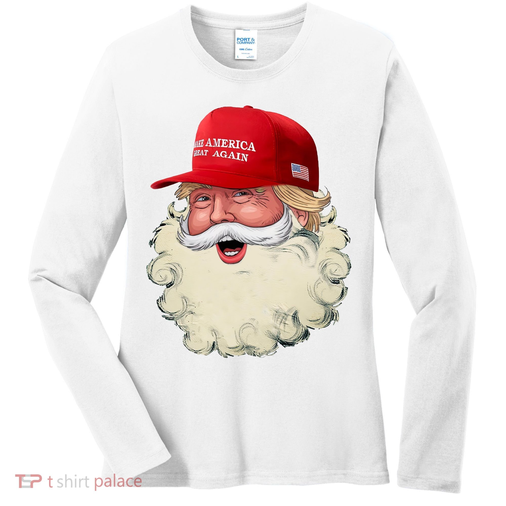 Christmas Santa Claus Donald Trump Make America Great Again Women's Long Sleeve Shirt