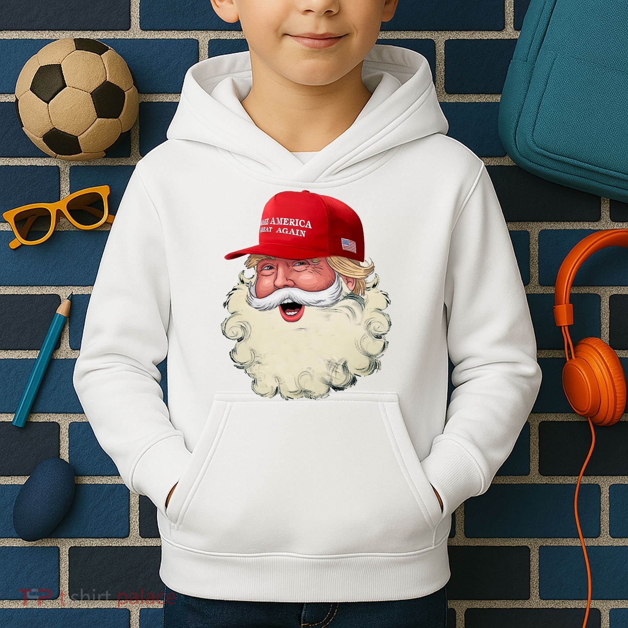Christmas Santa Claus Donald Trump Make America Great Again Kids Hoodie