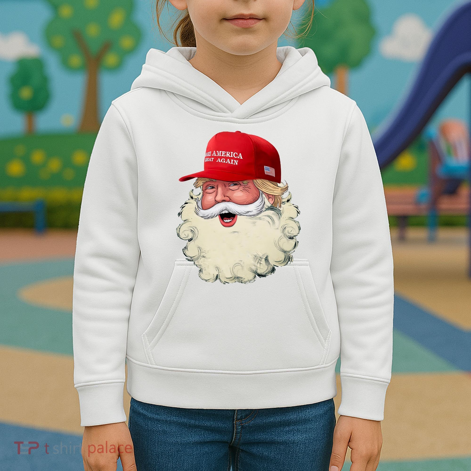 Christmas Santa Claus Donald Trump Make America Great Again Kids Hoodie
