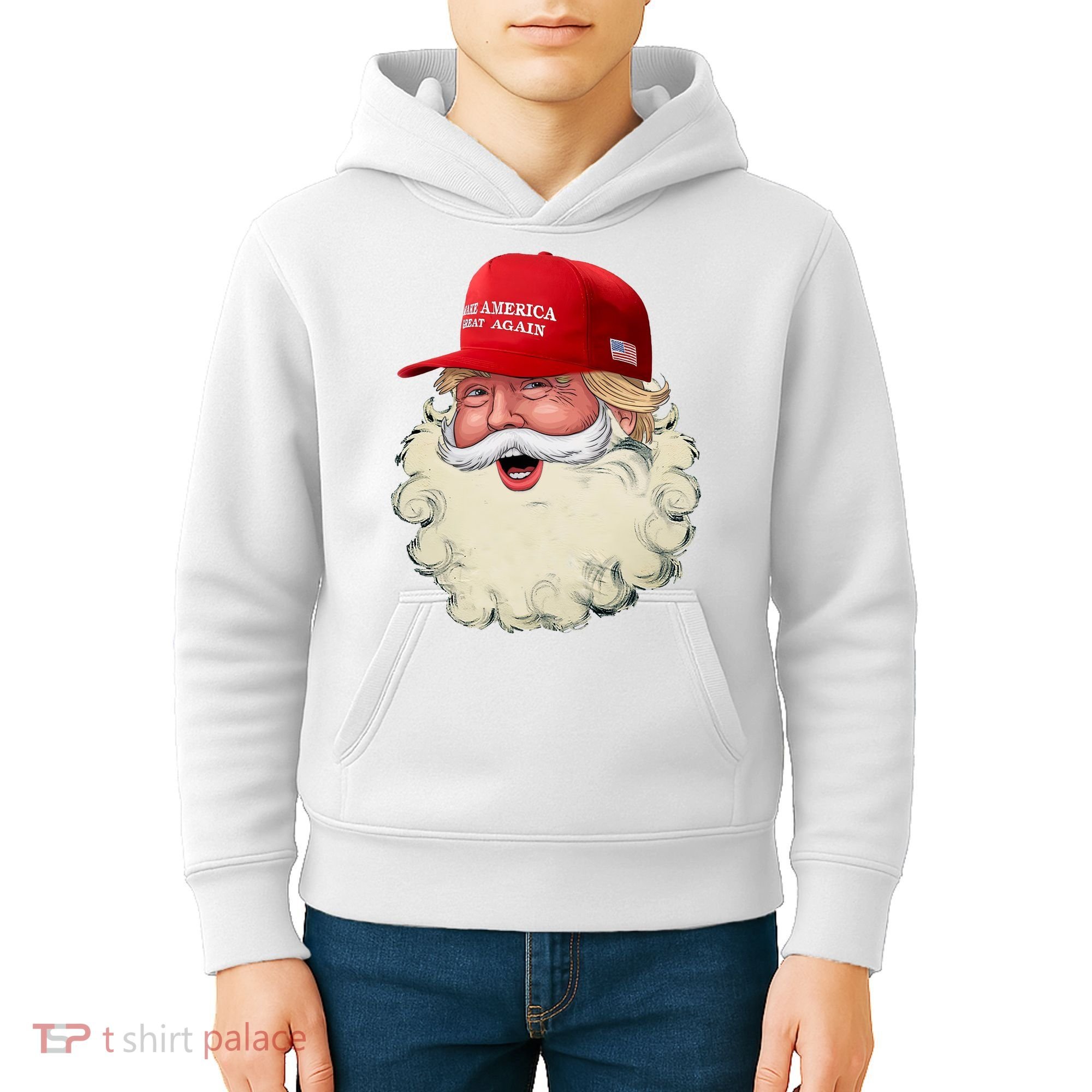 Christmas Santa Claus Donald Trump Make America Great Again Kids Hoodie
