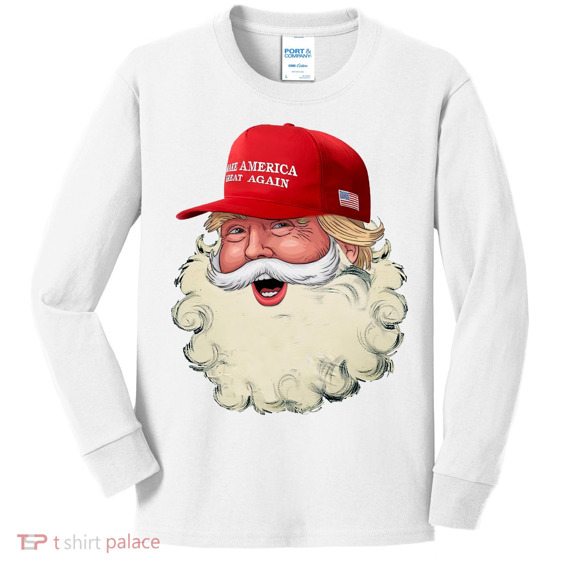 Christmas Santa Claus Donald Trump Make America Great Again Kids Long Sleeve Shirt