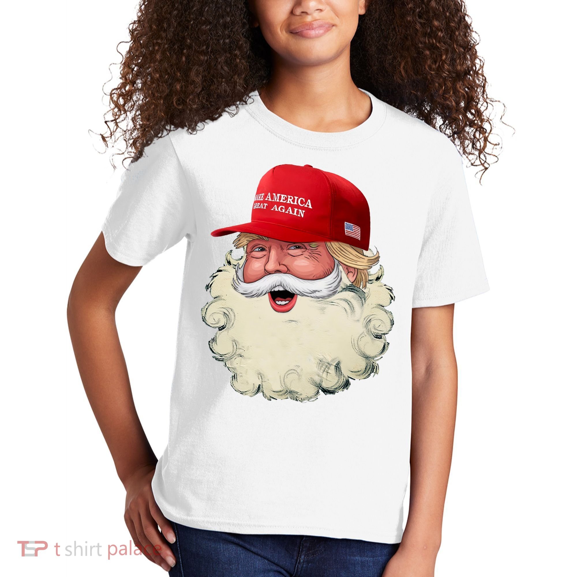Christmas Santa Claus Donald Trump Make America Great Again Kids T-Shirt