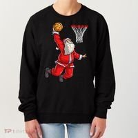 Christmas Santa Claus Dunking A Basketball Boys Xmas Gift Women's Sweatshirt thumb 0