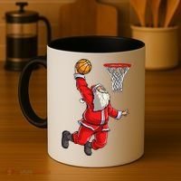 Christmas Santa Claus Dunking A Basketball Boys Xmas Gift Coffee Mug thumb 4