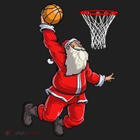 Christmas Santa Claus Dunking A Basketball Boys Xmas Gift Beanie thumb 2