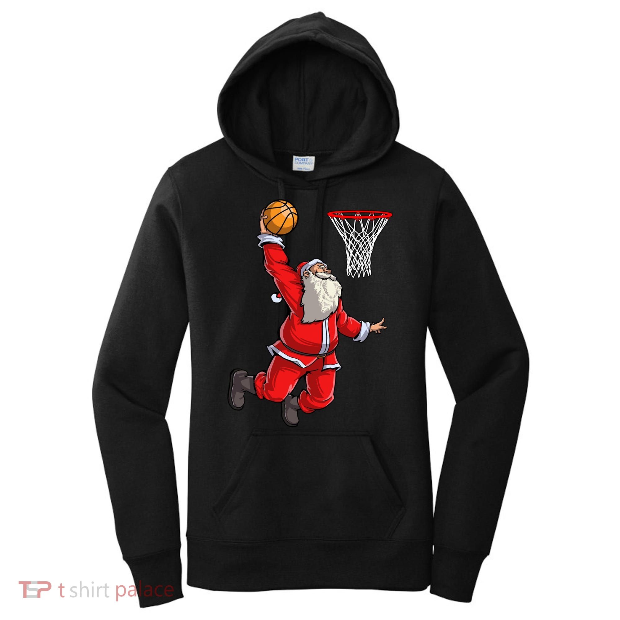 Christmas Santa Claus Dunking A Basketball Boys Xmas Gift Women's Hoodie