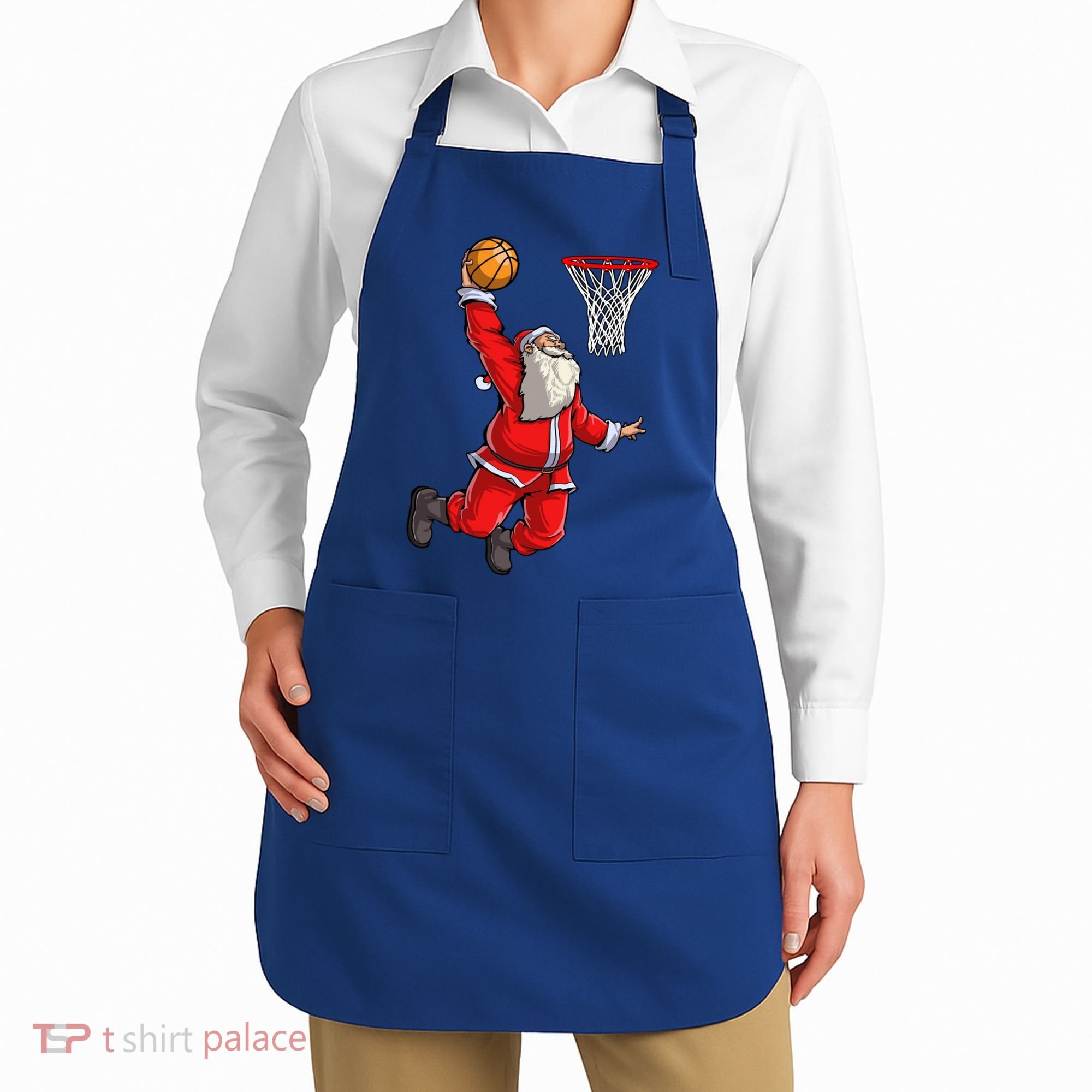 Christmas Santa Claus Dunking A Basketball Boys Xmas Gift Apron