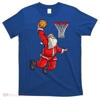Christmas Santa Claus Dunking A Basketball Boys Xmas Gift T-Shirt thumb 0