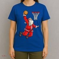 Christmas Santa Claus Dunking A Basketball Boys Xmas Gift T-Shirt thumb 4