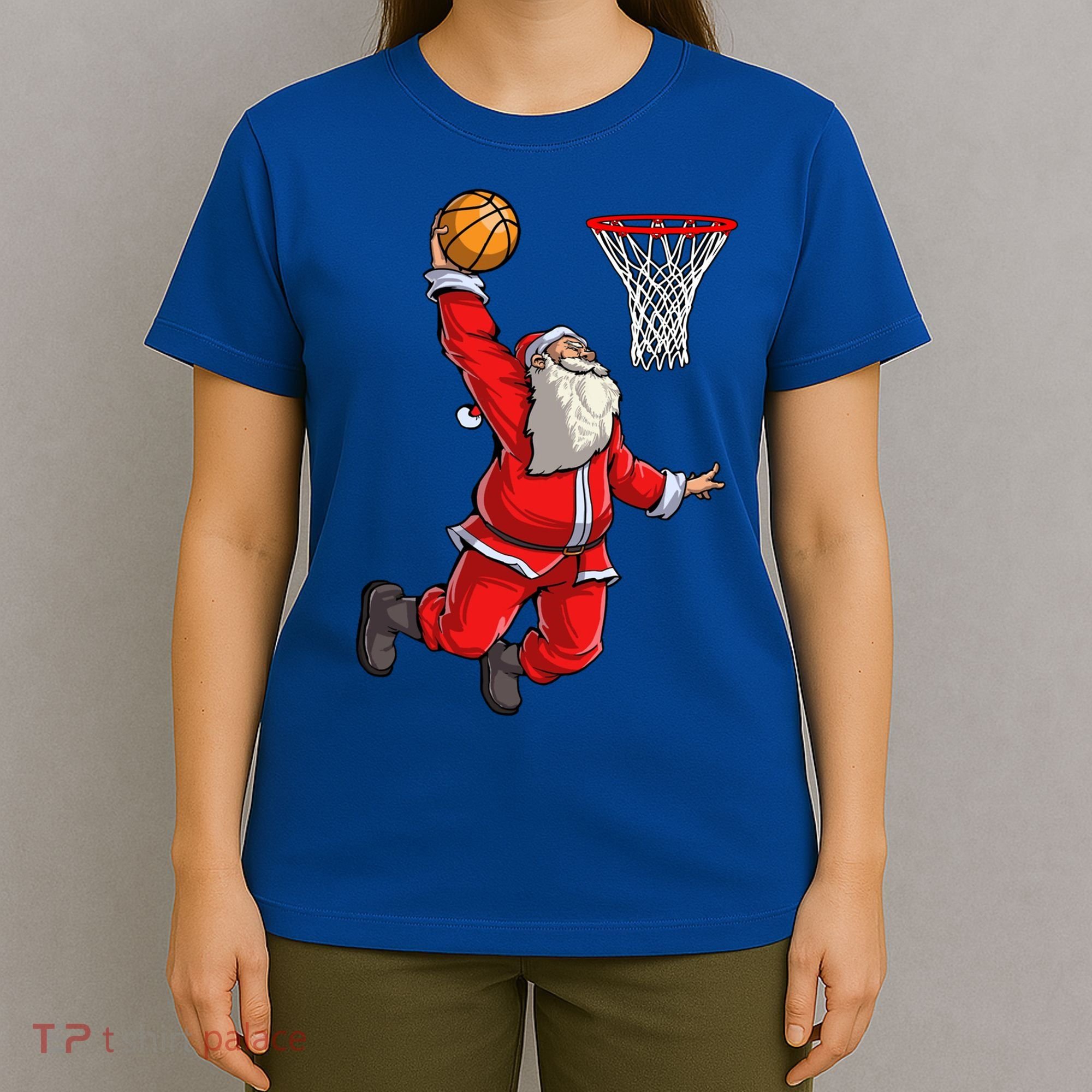 Christmas Santa Claus Dunking A Basketball Boys Xmas Gift T-Shirt