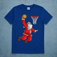 Christmas Santa Claus Dunking A Basketball Boys Xmas Gift T-Shirt thumb 5