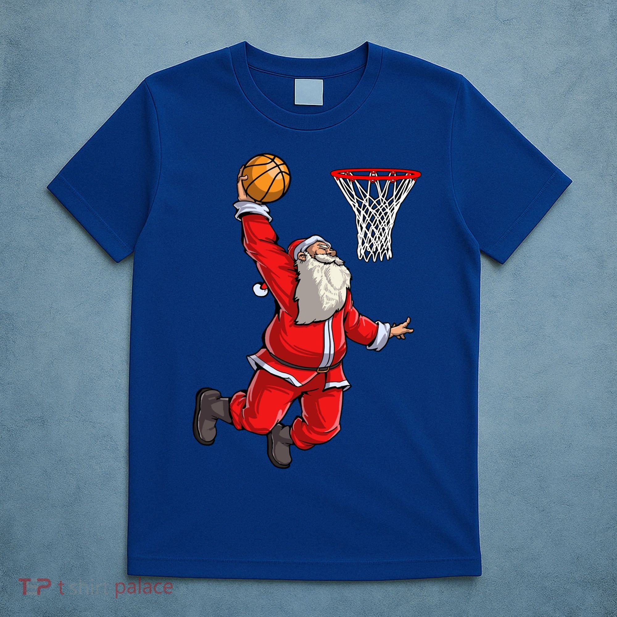 Christmas Santa Claus Dunking A Basketball Boys Xmas Gift T-Shirt