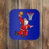 Christmas Santa Claus Dunking A Basketball Boys Xmas Gift Coaster thumb 0