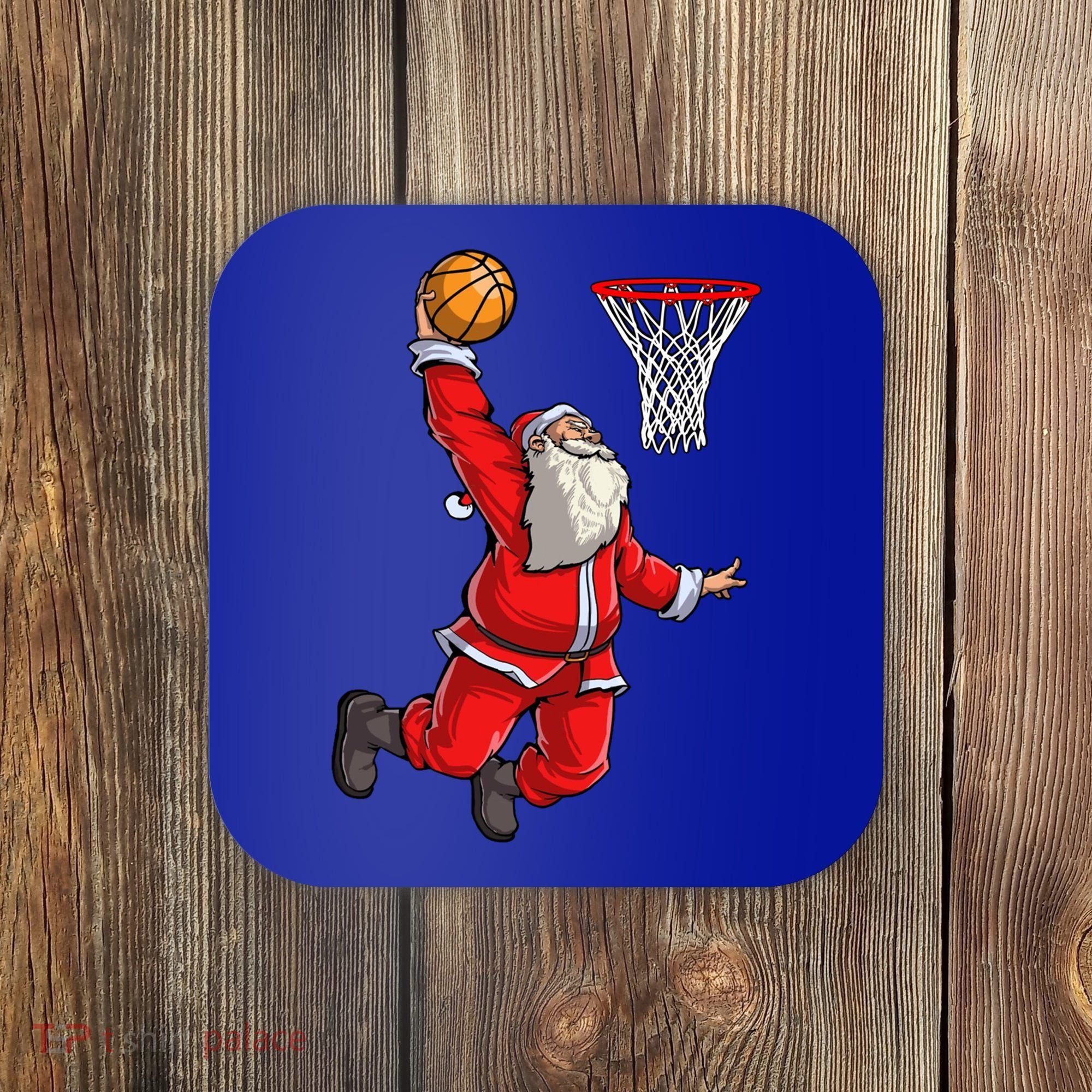 Christmas Santa Claus Dunking A Basketball Boys Xmas Gift Coaster