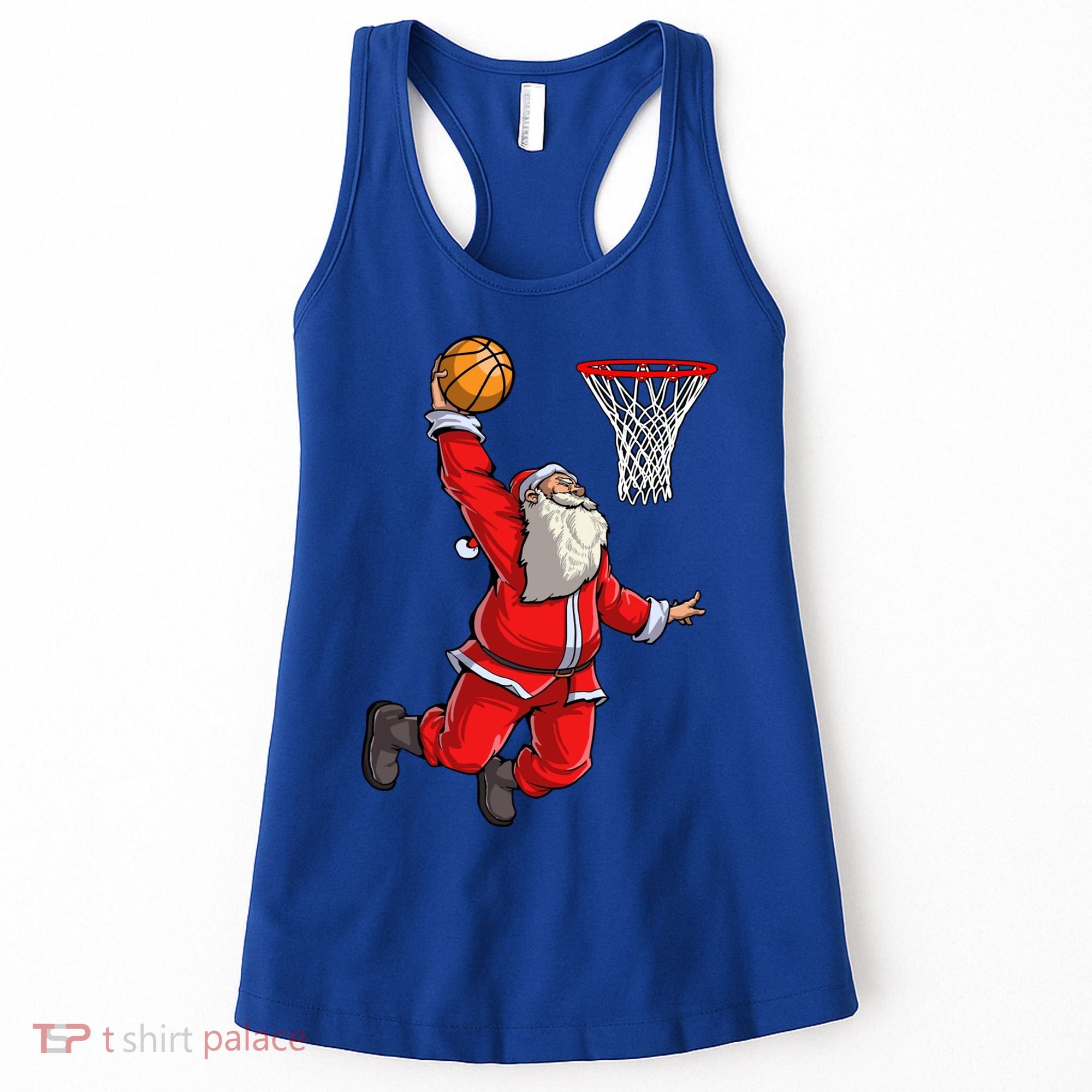 Christmas Santa Claus Dunking A Basketball Boys Xmas Gift Women's Tank Top