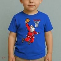 Christmas Santa Claus Dunking A Basketball Boys Xmas Gift Toddler T-Shirt thumb 2