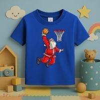 Christmas Santa Claus Dunking A Basketball Boys Xmas Gift Toddler T-Shirt thumb 3