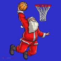 Christmas Santa Claus Dunking A Basketball Boys Xmas Gift Kids T-Shirt thumb 4