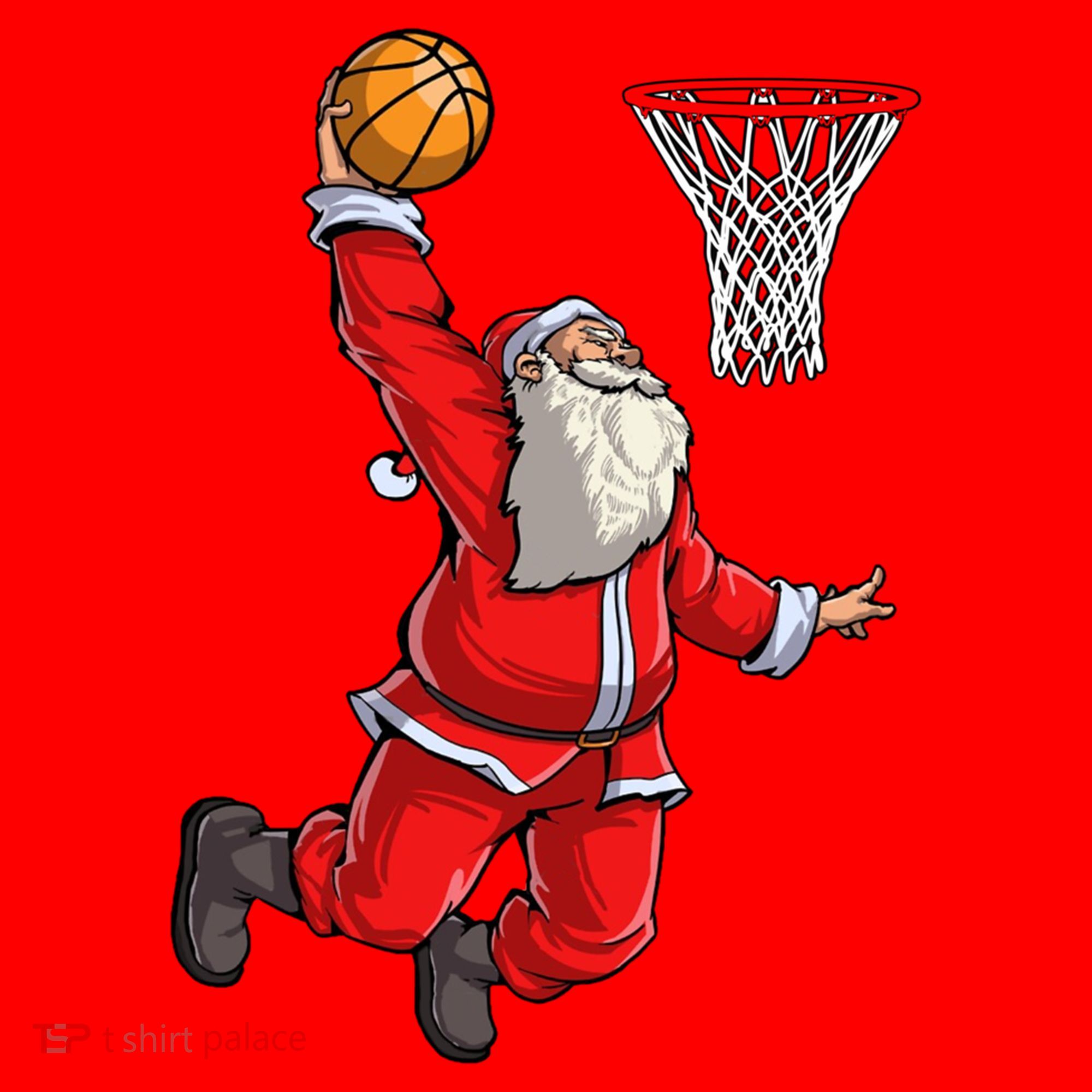 Christmas Santa Claus Dunking A Basketball Boys Xmas Gift Santa Hat