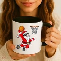 Christmas Santa Claus Dunking A Basketball Boys Xmas Cute Gift Coffee Mug thumb 3