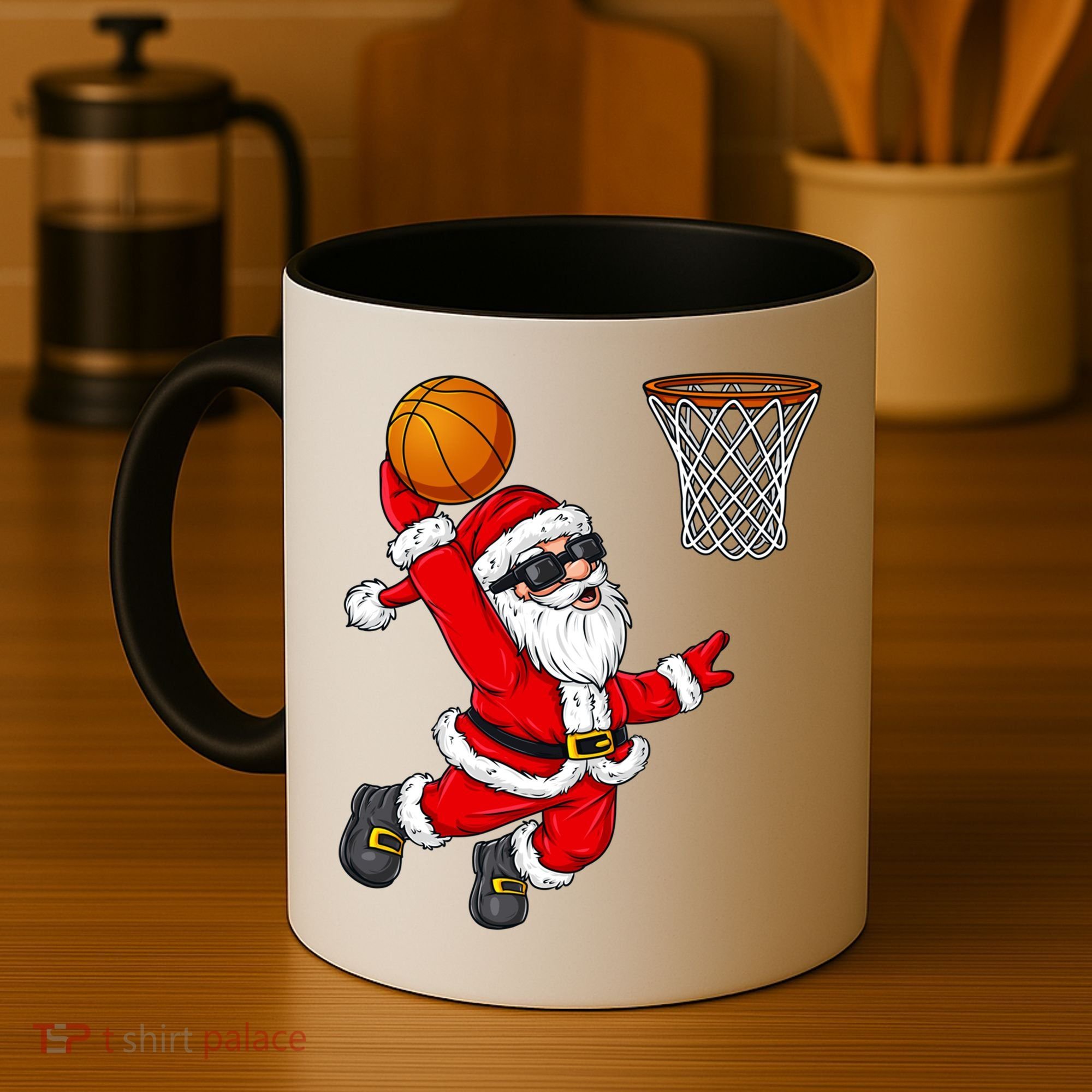 Christmas Santa Claus Dunking A Basketball Boys Xmas Cute Gift Coffee Mug